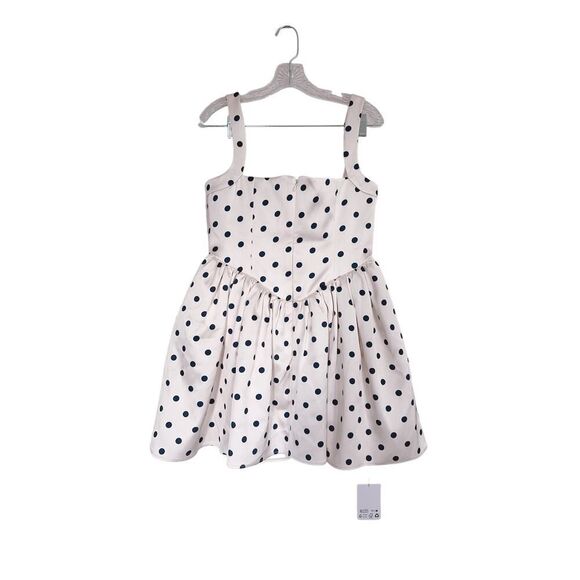 Self-Portrait Polka Dot Satin Mini Dress in Cream UK12/US8 - Picture 8 of 11